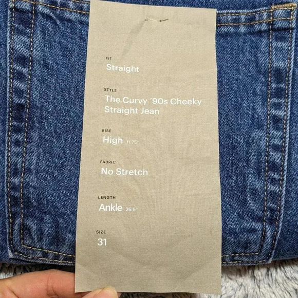 NEW Everlane Blue Curvy 90’s Cheeky Jean Straight High Rise Size 31 - Picture 8 of 8